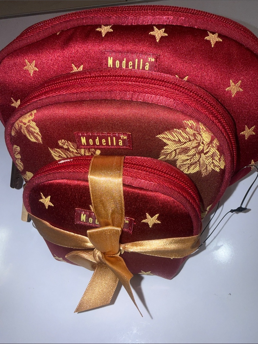 Modella Red and Gold Star Travel makeup Pouch Set